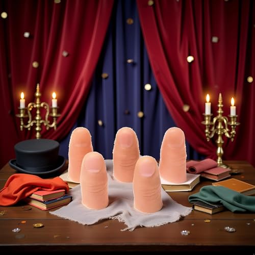 Pxiryanlow 5Pcs Cream-Coloured/Set Magic Trick Fingers Fake Thumb Tips Stage Show Prop Prank Toy, Novelty and Gag Toys, Decoration
