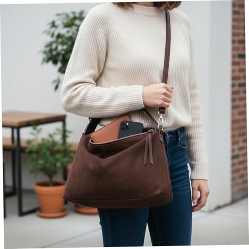 Sac à main en suède marron vintage au toucher velours d'exception - 7