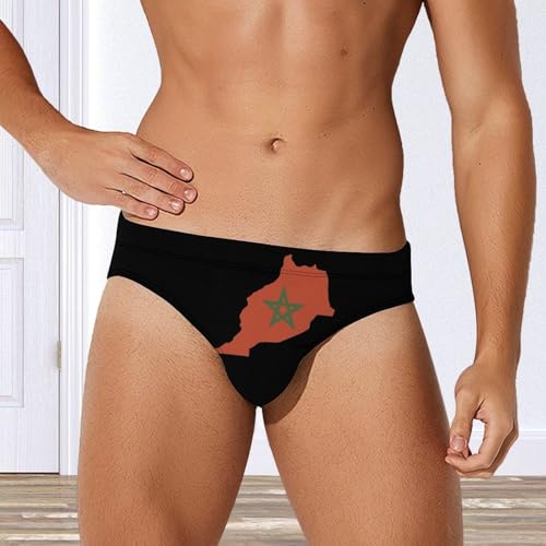 Morocco Flag Map Mens Swim Briefs Sexy Bikini Swimwear Bathing Suits Trunks4