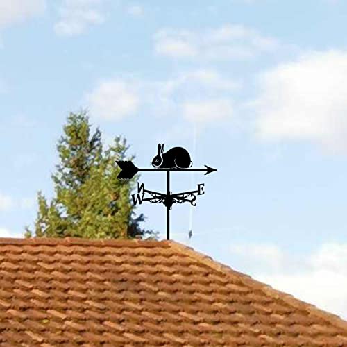 Ymlpre Black Rabbit Weathervane Retro Durable Wind Vane Roof Install Metal Wind Direction Indicator For Garage Cupola Barn Garden Patio Farm Decorate #TOP4