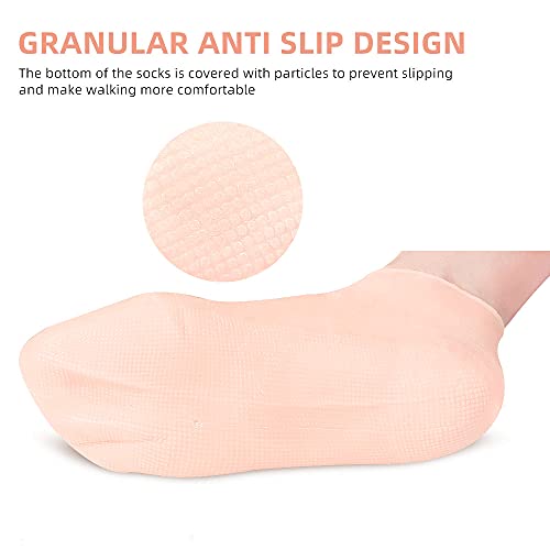 Silicone Moisturizing Socks, 1 Pair Gel Heel Anti Slip Spa Socks For Women Men Dry Cracking Foot Skin (Socks-Beige-Large) #TOP7
