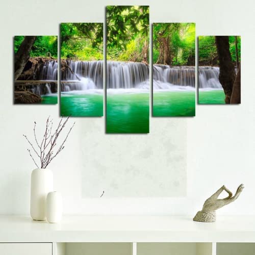 Arte de pared de cascada en impresion HD con bastidores de madera en cinco paneles