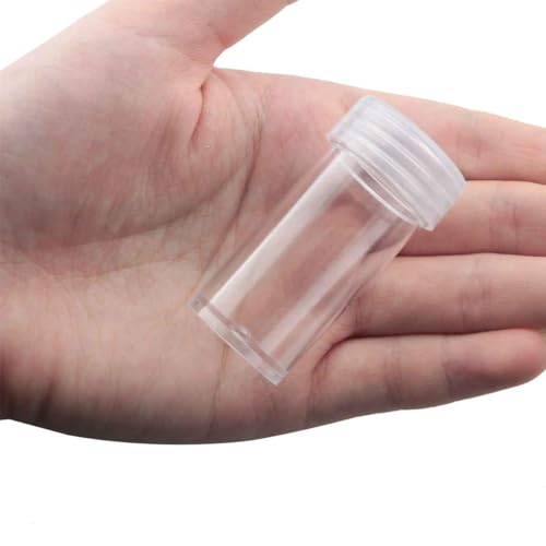 Image of WHYHKJ 12PCS Transparent Plastic Storage Jar Diamond Embroidery Small Beads Round Storage Jar 5x2.5cm Used for Storing Diamond Artwork Coins Screws Candy Pills Storage Boxes