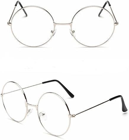TRIXES Round Glasses Unisex, Retro Sixties Style Clear Lens Glasses, Round Wire Costume Geek Glasses Accessories for Dress Up, Classic Vintage Design Spectacles