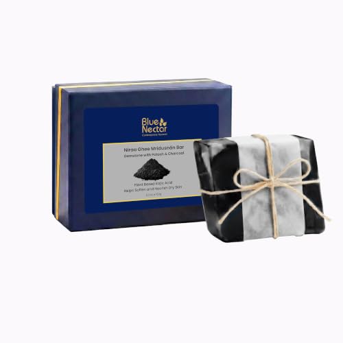 Image of Blue Nectar Potash & Charcoal Soap Bar | Deep Cleansing Bath Soap for Tan Removal & Oil Control for Men & Women | Activated Charcoal with Ayurvedic Herbs for Skin Brightening (150 g)