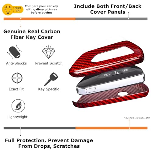 Image of iJDMTOY Real /Genuine Gloss Red Carbon Fiber Key Fob Shell Cover, Compatible with 2020-up Cadillac ATS CT4 CT5 CT6 XT4 XT5 XTS Smart Key Fob