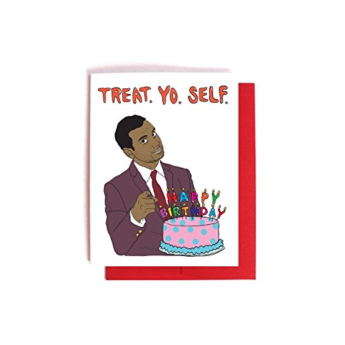 Tom Haverford Treat Yo Self Birthday Card - Parks and Recreation Card