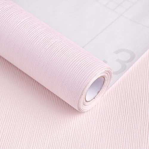 Sevalo Light Pink Peel and Stick Wallpaper Pink Contact Paper for Cabinets and Drawers Textured Embossed Self Adhesive Removable Wallpaper Bedroom Bathroom Waterproof Girls Kids Room 15.7inW 197inL