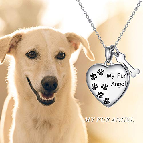 Personalized Paw Print Heart Locket Necklace 925 Sterling Silver That Holds Pictures Puppy Dog Cat Pet Pendant Jewelry For Women (Paw Print Locket) #TOP4