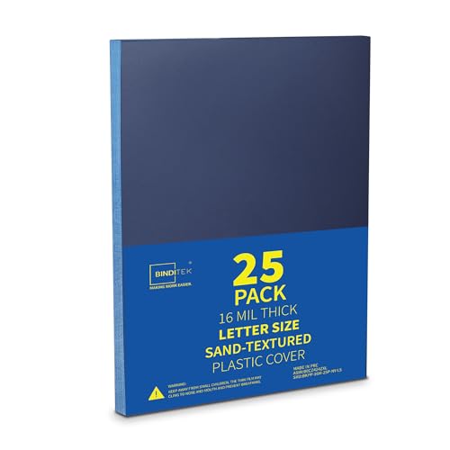 Image of Binditek 16 Mil Sand-Textured Binding Covers, Letter Size, Navy, 25 Pack