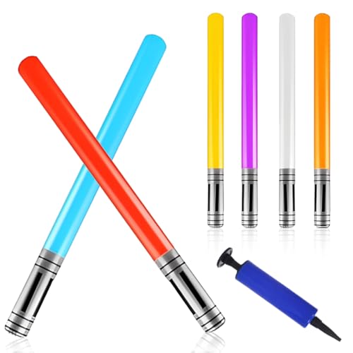 SULIUDAJI 6 Pcs Sabres Laser Gonflables Accessoires Pour Costumes Fêtes À Thème Et Anniversaires D'Enfants 90 Cm Avec 1 Pompe