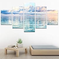 SIGNWIN 5 Panel Canvas Wall Art Modern Art Beach Coastal Multicolor Photography Relax/Calm Romantics for Home Decorations Ready to Hang - 60