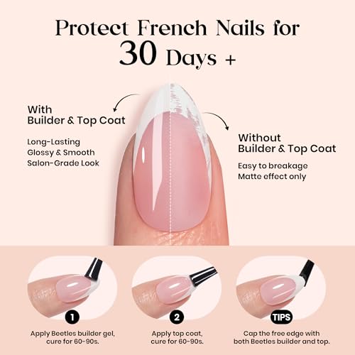 Image of Beetles French Tip Press On Nails - Cocoa Mousse French | 7 Colors Short Almond Press On Nails Brown | 16 Sizes 224 Pcs Natural Salon Quality For Women