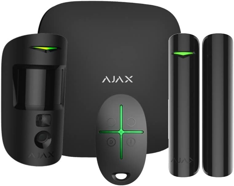 Ajax StarterKit 4G Noir - Centrale antivol sans fil avec connexion 4G et Ethernet, Certification EN-50131 degré 2, contrôle jusqu'à 100 appareils