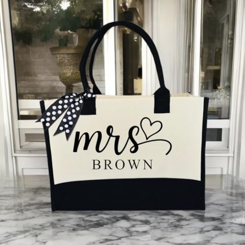 Bolso tote personalizado para novia Mrs. EST 2025 miniatura 2