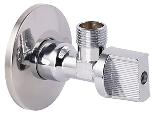 Robinet d'arrêt équerre quart de tour mâle 15x21 - mâle 12x17 + rosace NOYON & THIEBAULT