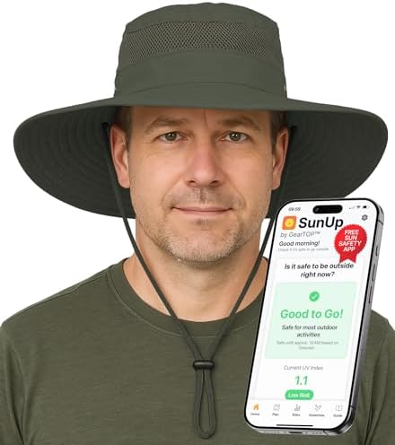 GearTOP Safari Hat for Men Sun Hats for Women UV Protection UPF 50+ Fishing, Gardening, Hiking Hat (22-23 1/2")