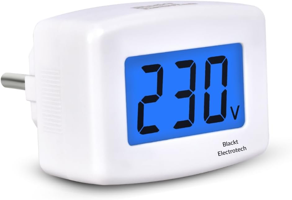 Blackt Electrotech (BT71PLB) 230V Voltage Meter, Digital LCD Voltmeter, Easy Read Voltage Monitor For Household Plug (AC 80-300V) (1), White