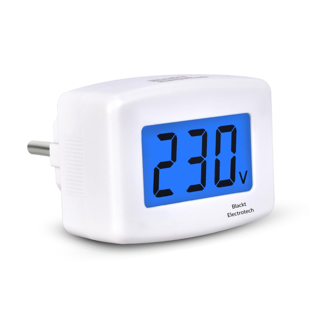 Blackt Electrotech (BT71PLB) 230V Voltage Meter, Digital LCD Voltmeter, Easy Read Voltage Monitor For Household Plug (AC 80-300V) (1), White