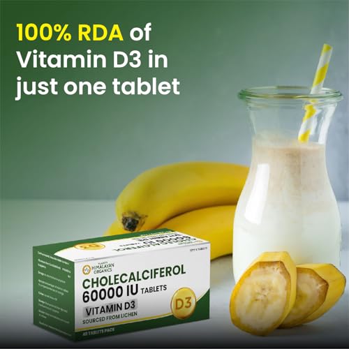 Image of Vlado's Himalayan Organics Vitamin D3 60000 IU Cholecalciferol Tablets | High Potency Weekly D3 Supplement for Bone, Joint & Immune Health | Delicious Orange Flavour | 40 Tablets, Pack of 4