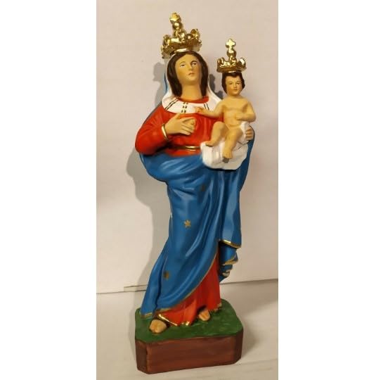 Generico ArteSacraCaravaggio Statua della Madonna delle Grazie cm 35 (13,77 inches) in resina decorata a mano di produzione artigianale italiana
