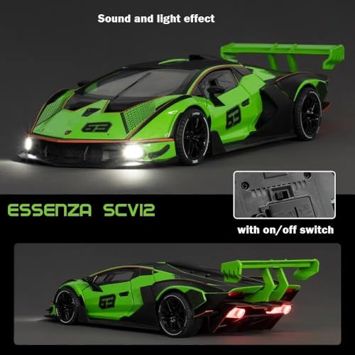 Image of SPITEN Lambo SCV12 1:24 Diecast Scale Model Metal Pull Back Toy car for Kids with Openable Doors & Light, Music Toy Vehicle for Kids - Colors as Per Stock