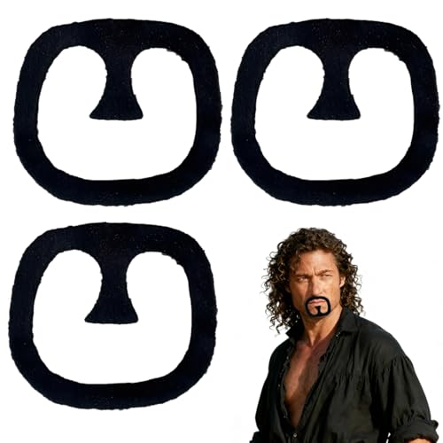 AEKZOX 3 peças bigode postizo, bigode de máscara autocolante, acessório de disfarce de máscara para Halloween, festas de máscara (preto)