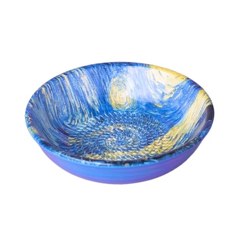 BEAMEL HOME Plato Rallador Cerámica Hecho A Mano Diseño Decorativo Utensilio Cocina Arte Funcional Vajilla Artesanal (Van Gogh, Mediano)