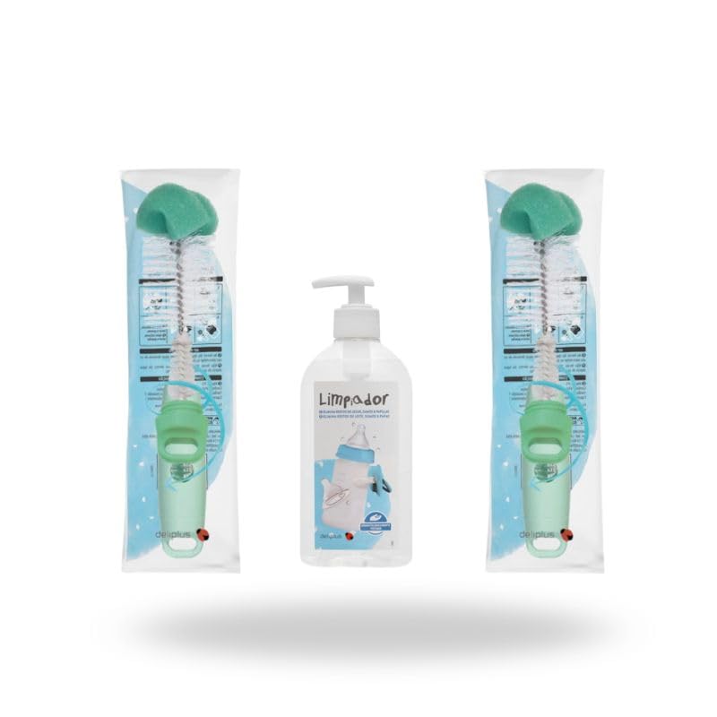 Pack de 2 Cepillos Limpiabiberón y Tetina + Limpiador para Biberones 500 ml