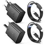 2-Pack 45W Caricabatterie Per Samsung, Super Fast Charger con 2M Cavo, Nero