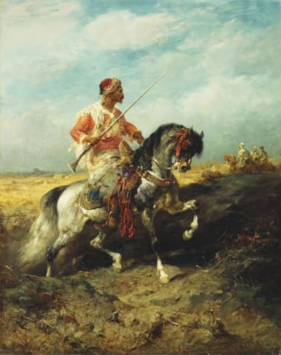 Pintura decorativa un animalman arabo de Adolf Schreyer en lienzo de 60x90cm