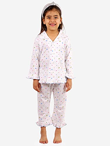 Image of superminis Hosiery Cotton Night Suit with Frill - Full Sleeves, Collared Neck, Sleep Wear for Girls, Kids