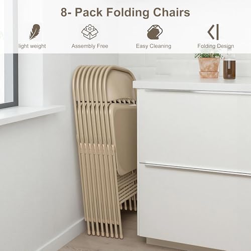 VECELO All-Steel Folding Chair Set of 8, Heavy Duty Metal Foldable Chairs, Double Hinged, Stackable Commercial Seating for Indoor Outdoor Events, Wedding, Party, Patio, Office by VECELO - Used condition - Image 6