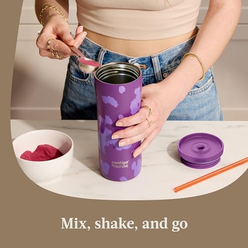 Image of Contigo x Ally Love Streeterville Stainless Steel Tumbler with Straw, Easy Clean Lid, Leak Proof, BPA Free, 24oz, Violet