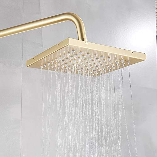 Sistema de ducha de oro cepillado de pared con monomando y rociador de lluvia 4