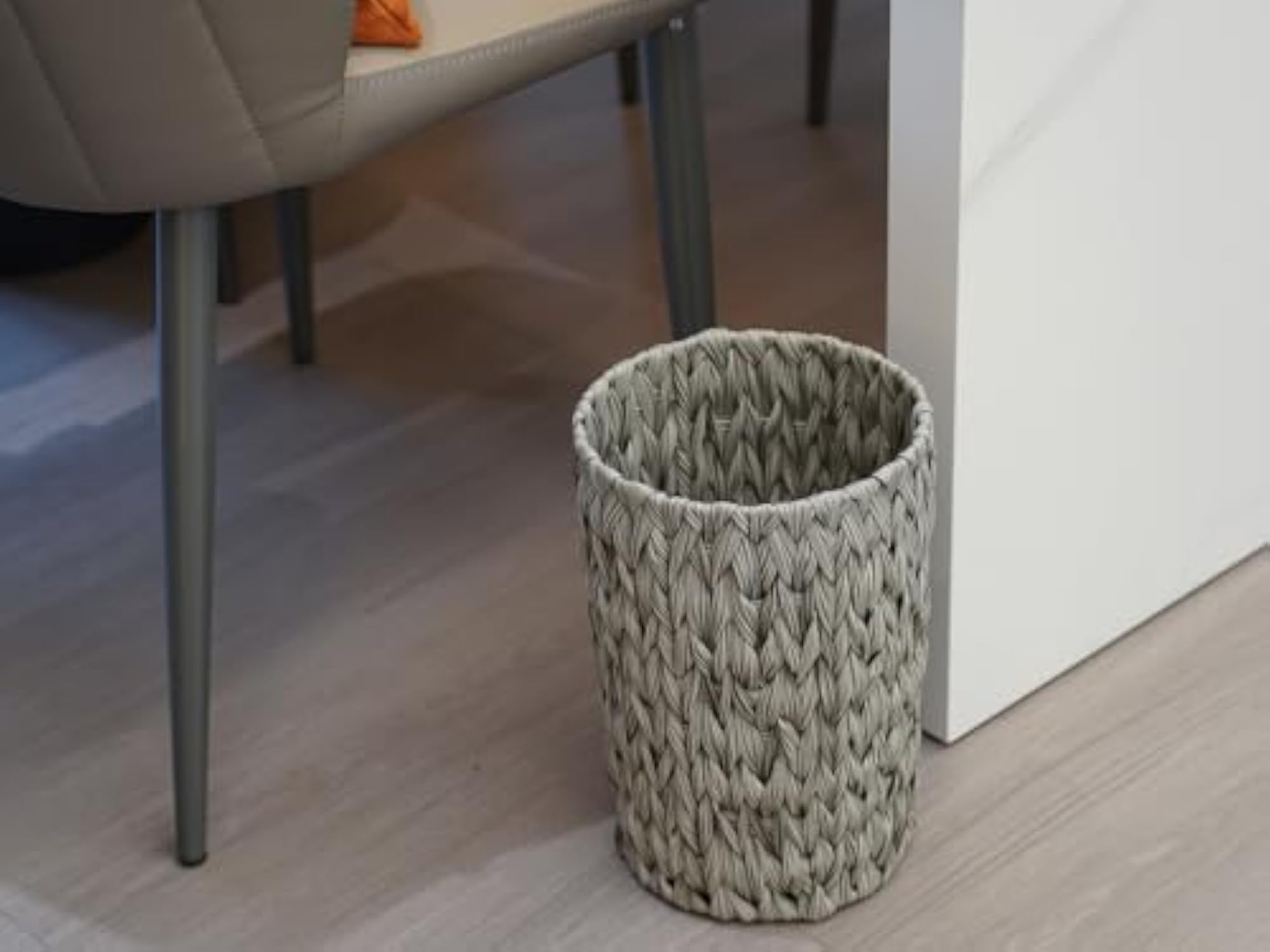 Gray Wicker Trash Can, 2 Gallon Capacity