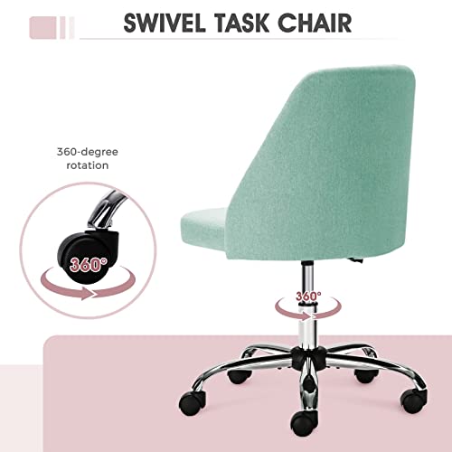 Home Office Desk Chair - Adjustable Rolling Chair, Armless Cute Modern Task Chair For Office, Home, Make Up,Small Space, Bed Room #TOP5