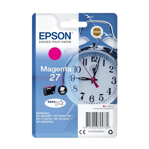 Epson 27 Magenta Wecker Hochleistungs-Original, DuraBrite Ultra-Tintenpatrone