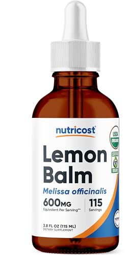 Nutricost Organic Lemon Balm Liquid Extract 3.8 Fl. Oz for 115 Servings - Melissa Officinalis USDA Organic OTCO Certified Vegan GMO-Free Gluten-Free