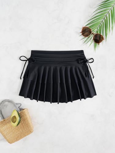 YELAIVP Women's High Waist Swim Skirt Waistband Layered Swimdress Side Adjustable Ruffle Swimsuit Bikini Bottom4