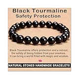 AD Beads Handmade Gemstone Stretch Elastic Bracelet Crystal Healing Reiki Nature's Beauty and Spiritual Essence Unisex (8mm, Black Tourmaline (Best protection))
