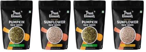Image of True Elements Pumpkin and Sunflower Seeds Combo 500g (250g * 2) - Raw Seeds for Eating | Edible Seeds Combo | Rich in Protein & Fibre (Pack of 2)