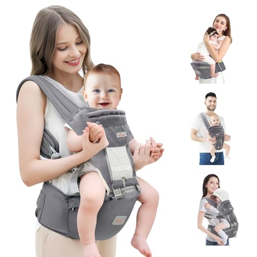 Baby Carrier Newborn to Toddler, Toddler Carrier with Hood All Seasons & All Position Baby Hip Carrier, Hip Carrier for Baby Breastfeeding