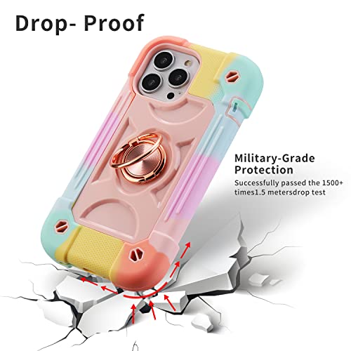 Image of MARKILL Plastic, Silicone Compatible with iPhone 13 Pro Max Case 6.7 Inch with Ring Stand, Heavy-Duty Military Grade Shockproof Case Phone Cover with Magnetic Car Mount For iPhone 13 Pro Max.