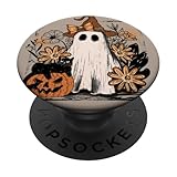 Photo Gallery autumn floral ghost and black cat design. woman fall popsockets popgrip adesivo Photo Gallery autumn floral ghost and black cat design. woman fall popsockets popgrip adesivo