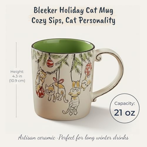 Blue Sky Clayworks Taza Gato Bleeker Holiday 21 oz miniatura 3