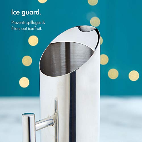 VonShef Water Pitcher with Ice Guard, Stainless Steel, 60 Ounces - Thumbnail 6