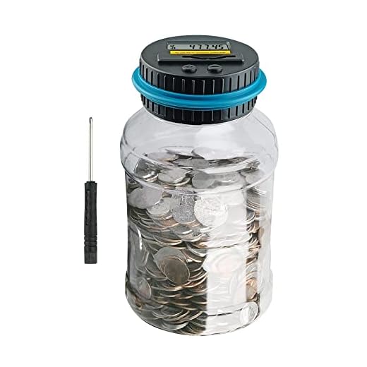 QPEY Large Piggy Banks for Adults, Digital Counting Money Jar, 1.8L Capacity Coin Counter Machine with LCD Counter, Change Jars for Saving for Boys, Designed for All US Coins