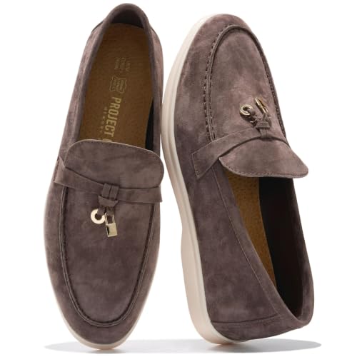 Image of Project Cloud 100% Genuine Leather Slip-on Casual Loafers for Women | Memory Foam Insole Lightweight Womens Loafers - Non-Slip Moccasins Comfortable Casual Footwear - Comfortable Loafers Women