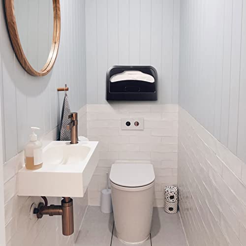 Image of EZbrnd Wall-Mounted Half-Fold Toilet Seat Cover Dispenser for Commercial /Residential /Bathroom /Office, Seat Cover Paper Sold Separately, Black, 3100B-EZ